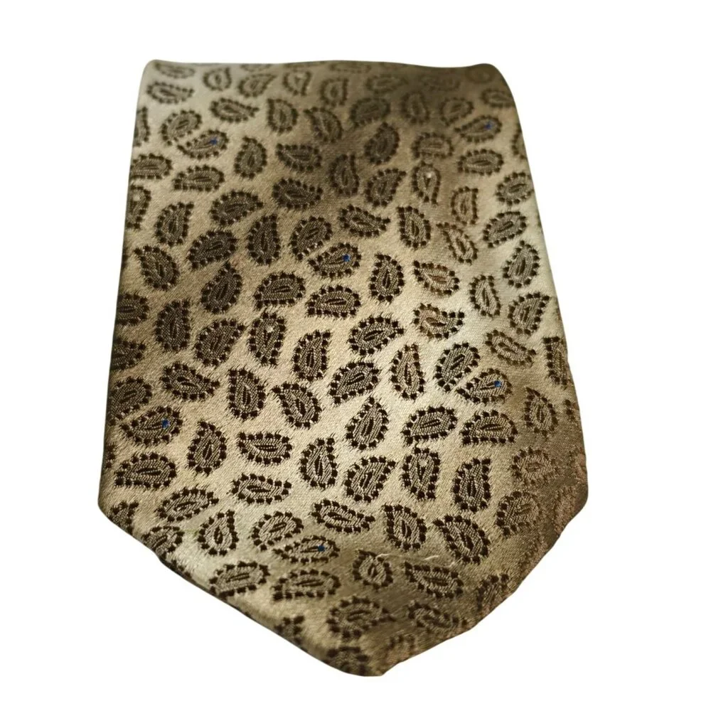 Botany 500 Mens Gold Brown Paisley Necktie Lux Preppy Elegant Business